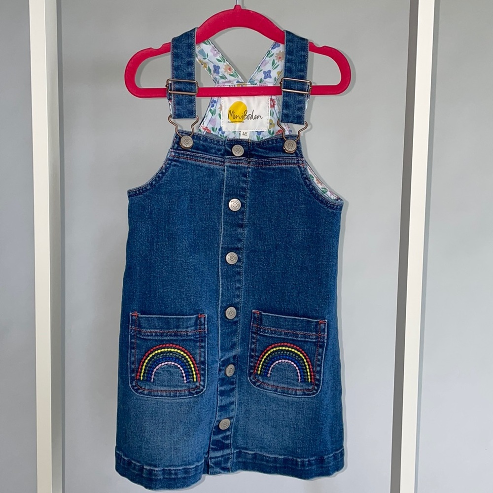 Mini Boden Rainbow Jean Dress - Size 4/5